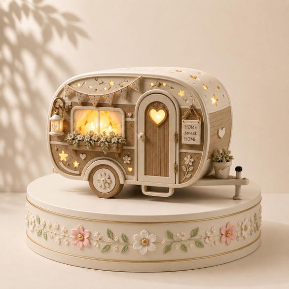 STL & 3MF 3D print file Camper light "Camping Love" | LED tea light stand
