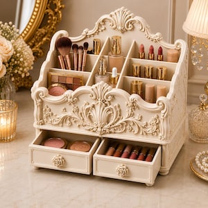 Elegant Makeup Storage Chest, Ornate Vanity Organizer (STL File)