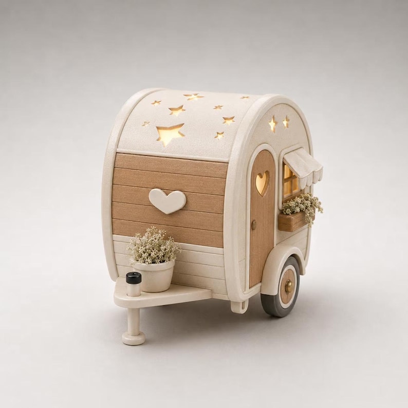 STL & 3MF 3D print file Camper light "Camping Love" | LED tea light stand