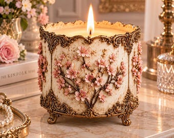 Portacandele floreale decorato STL, arredamento vittoriano (download digitale)