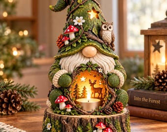 Woodland Gnome Candle Holder, Fairy Garden 3D Print File (Digital Download)