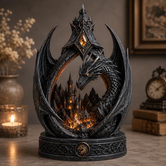 Fire Breathing Dragon Head STL | Fantasy 3D Printable Bust Digital Download