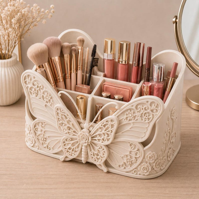 Makeup Organizer STL, Vanity Organizer STL, Cosmetic Storage STL, Beauty Organizer STl, Brush Holder STl, Desk Organizer STl, 3D Printable