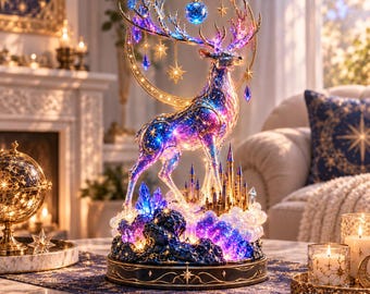 File per la stampa 3D di un cervo lunare celeste, scultura fantasy della foresta di cristalli (download digitale STL)