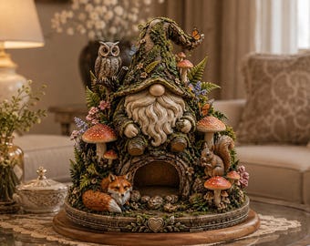 Enchanted Forest Gnome Diorama | Woodland Fox, Owl, Mushrooms (STL File)