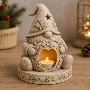 Christmas Gnome Candle Holder STL Files, LED Tea Light 3D Models, Holiday Gnomes, Digital Download