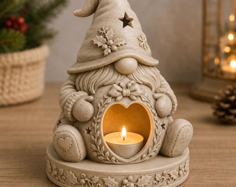 Christmas Gnome Candle Holder, Holiday Gnomes, LED Tea Light Holder (Digital Download)