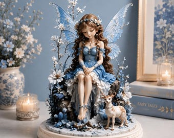 Blue Fairy Figurine STL File, Fantasy 3D Print Model (Digital Download)