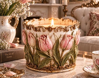 Tulip Floral Candle Holder STL, Ornate Botanical 3D Print File (Digital Download)