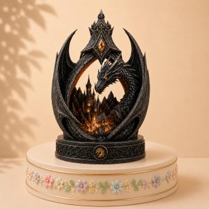 Fire Breathing Dragon Head STL | Fantasy 3D Printable Bust Digital Download