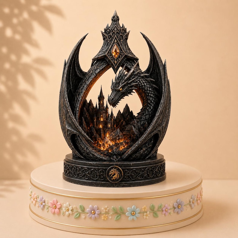 Fire Breathing Dragon Head STL | Fantasy 3D Printable Bust Digital Download