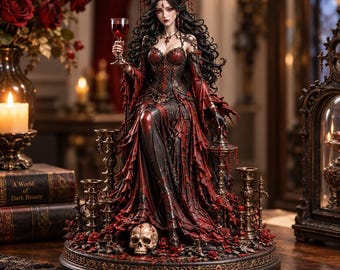 Statua gotica della regina dei vampiri, statuetta dark fantasy, file STL per stampa 3D (download digitale)