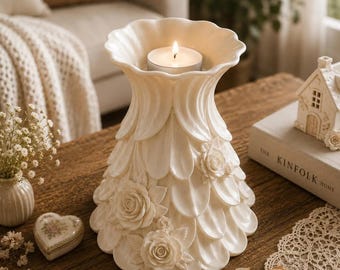 Rose Floral Dress Vase | 3D Printable Tealight Holder (Digital Download)