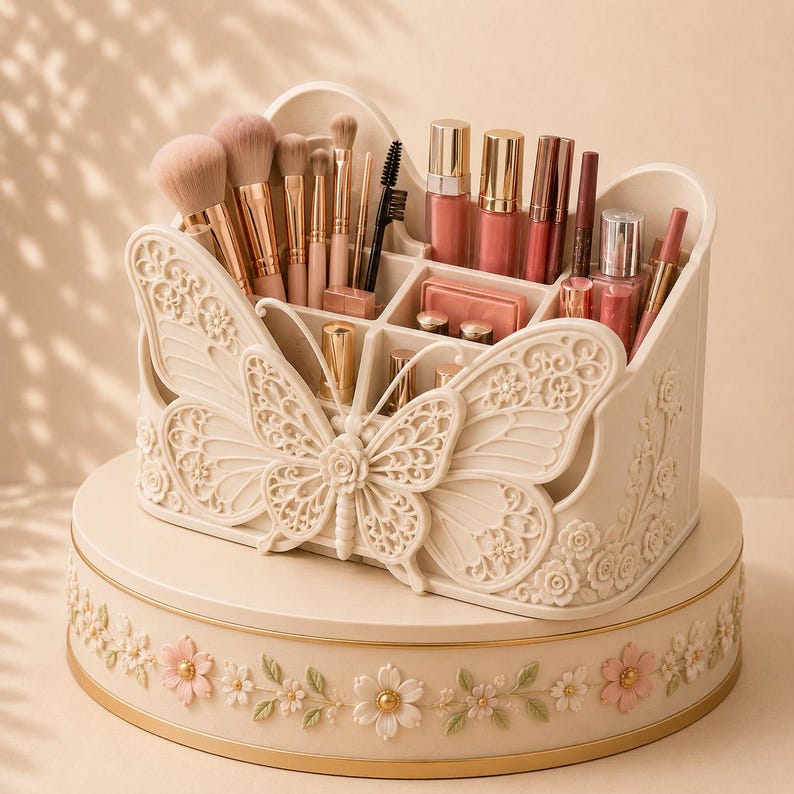 Makeup Organizer STL, Vanity Organizer STL, Cosmetic Storage STL, Beauty Organizer STl, Brush Holder STl, Desk Organizer STl, 3D Printable