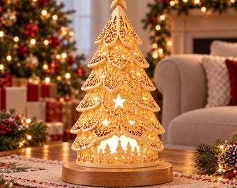 Lanterna per albero di Natale, file STL, decorazione natalizia stampabile in 3D, luce per villaggio di Natale