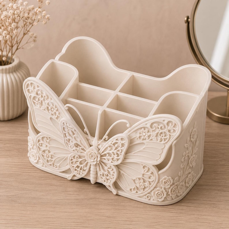 Makeup Organizer STL, Vanity Organizer STL, Cosmetic Storage STL, Beauty Organizer STl, Brush Holder STl, Desk Organizer STl, 3D Printable