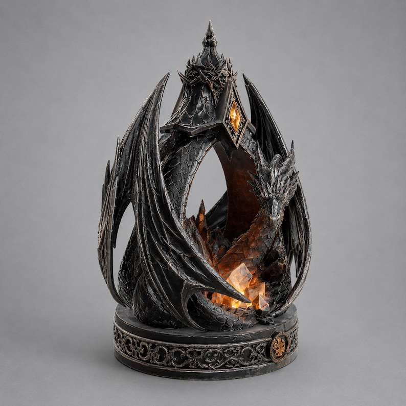 Fire Breathing Dragon Head STL | Fantasy 3D Printable Bust Digital Download