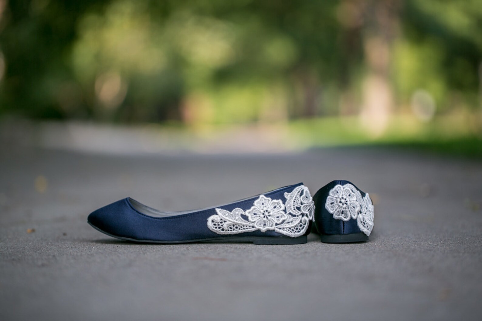 wedding shoes - navy blue bridal ballet flats, low wedding shoes,navy wedding flats,navy satin flats, navy flats,blue flats with