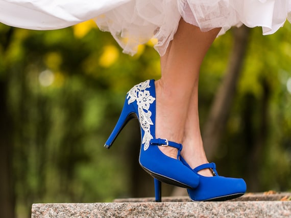 scarpe da sposa blu elettrico