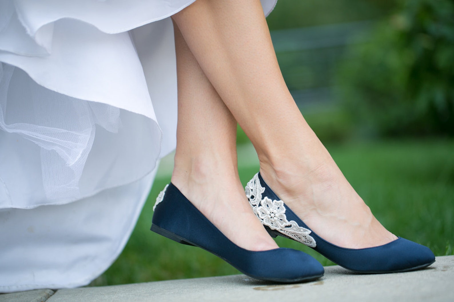 navy satin wedding shoes