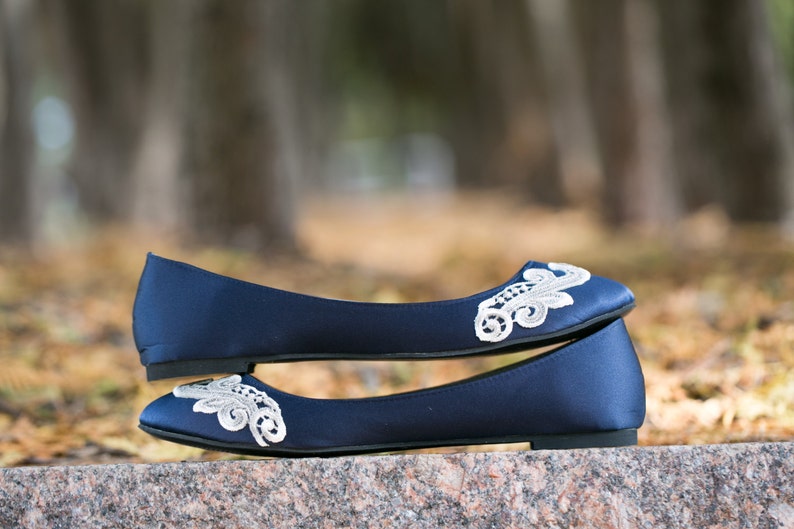 navy blue flat wedding shoes