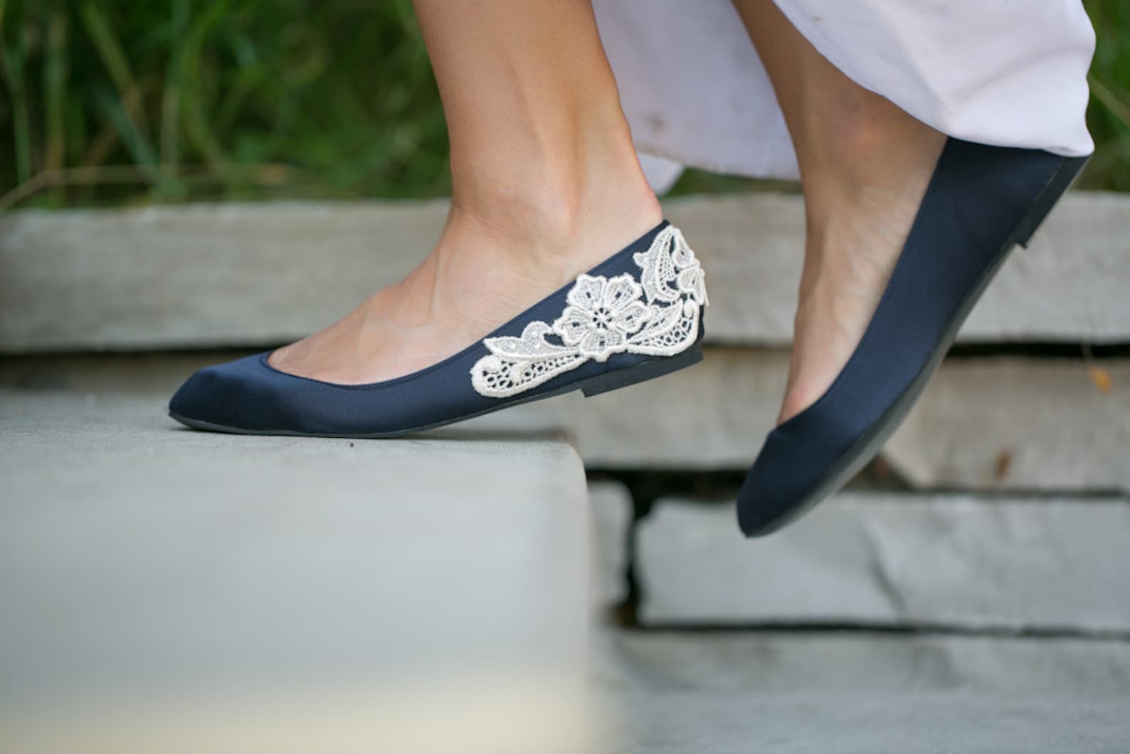 wedding shoes - navy blue bridal ballet flats, low wedding shoes,navy wedding flats,navy satin flats, navy flats,blue flats with