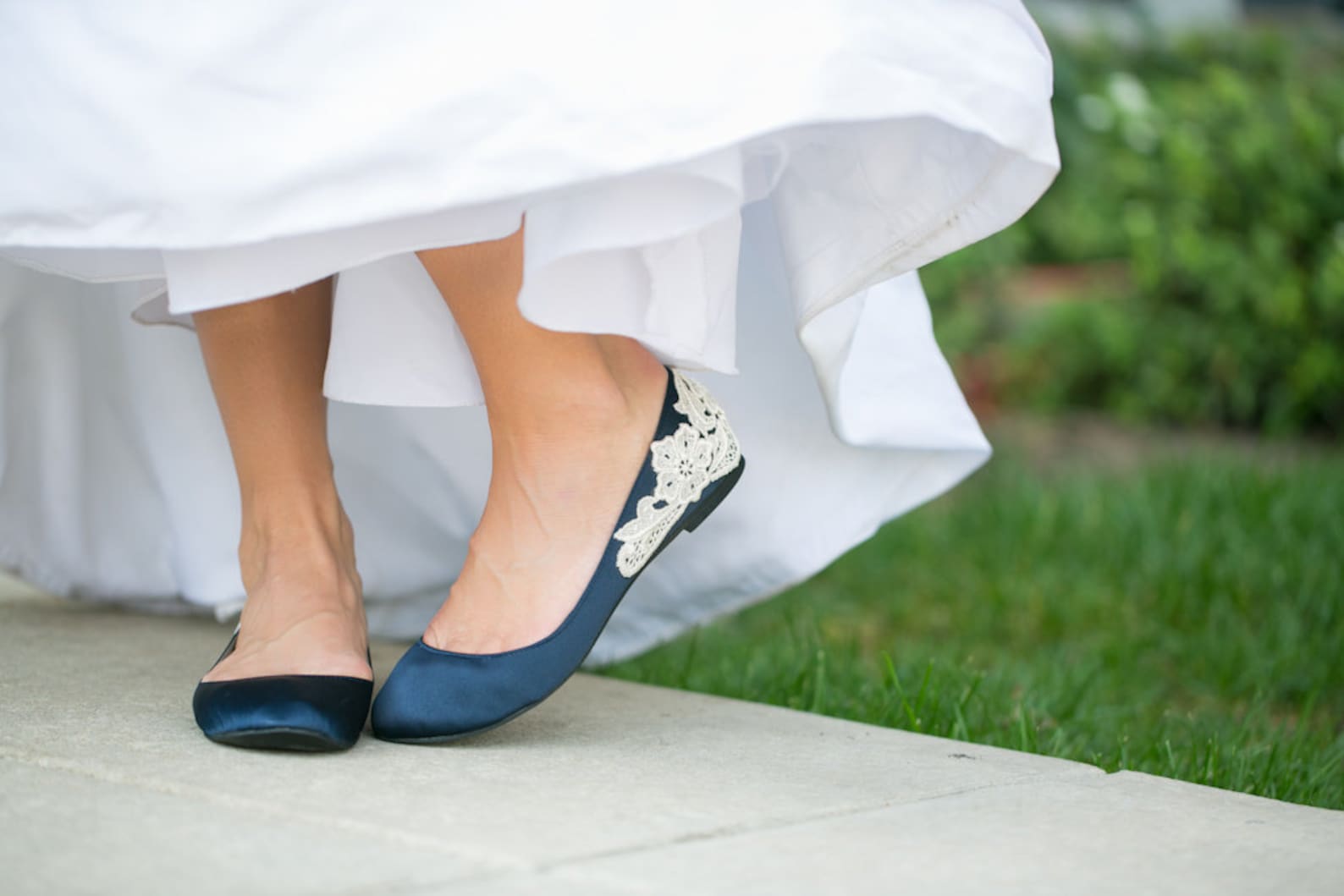 wedding shoes - navy blue bridal ballet flats, low wedding shoes,navy wedding flats,navy satin flats, navy flats,blue flats with