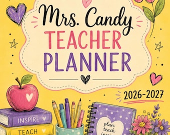 Teacher Planner Yellow Sketchbook 2026-2027 Personalized