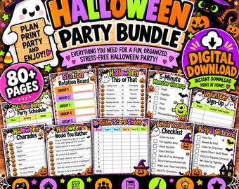 Download digitale - Pacchetto stampabile per feste di Halloween in classe / Oltre 80 pagine di giochi, postazioni, pianificazione e attività di Halloween a bassa preparazione