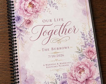 Agenda personalizzata per il primo anno di matrimonio, diario per la coppia di novelli sposi, regalo di nozze personalizzato, ricordo del primo anniversario.