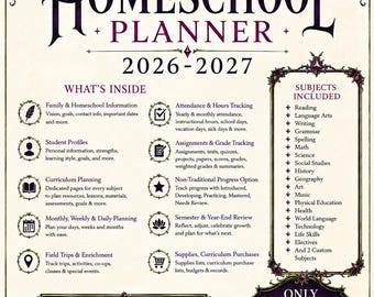 Agenda personalizzata per l'istruzione domiciliare 2026-2027 / Organizzatore con rilegatura a spirale, programma di studi, presenze, voti