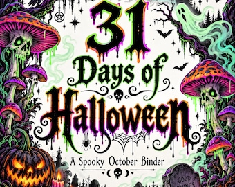 Libro di attività e ricordi di Halloween di 31 giorni / Diario della sfida spettrale di ottobre (ad ad anelli)