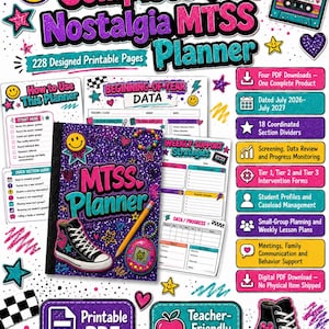 Digital- 90s Nostalgia MTSS Planner | Intervention, Progress Monitoring, Small Group (PDF Download)