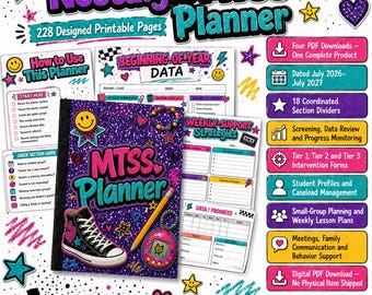 Digital- 90s Nostalgia MTSS Planner | Intervention, Progress Monitoring, Small Group (PDF Download)