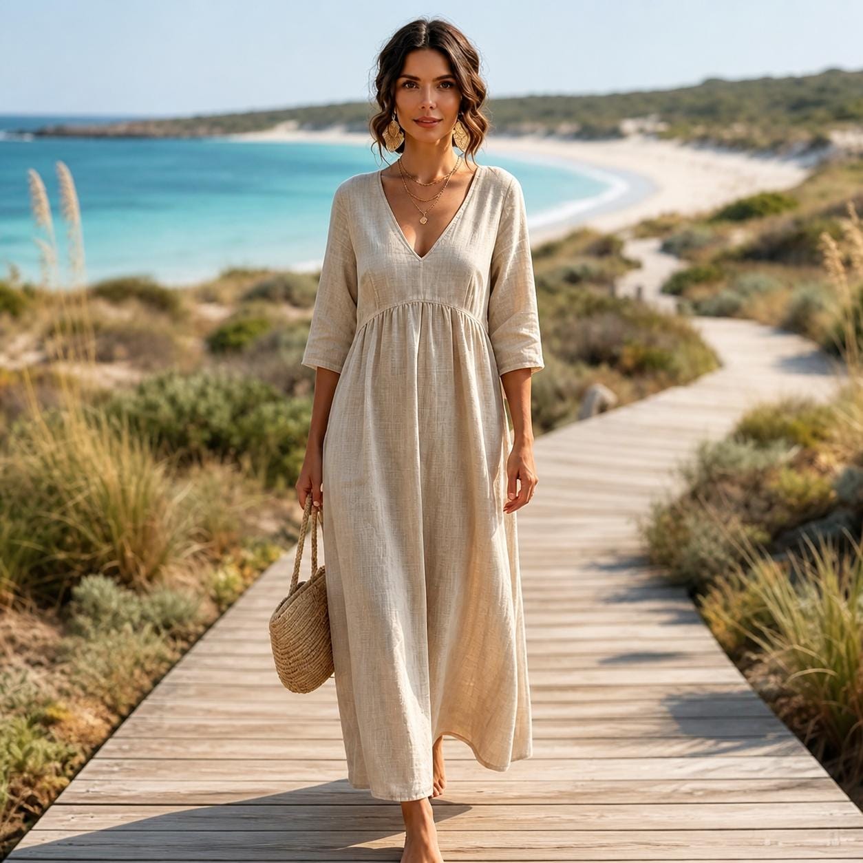 Cream Boho Dress