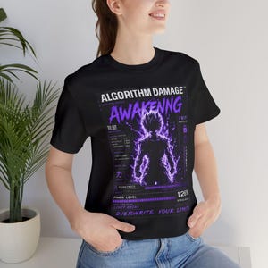 Algorithm Damage™ Awakening Shirt | Anime Inspired Glitch Graphic Tee | Purple Cyberpunk Streetwear | Power Level T-Shirt | Gamer Gift