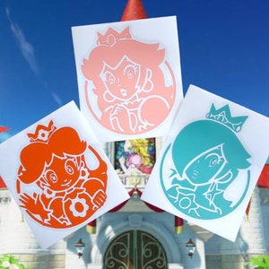Super Mario Princess Vinyl Decal Stickers | Peach, Daisy, and Rosalina Decals for Indoor and Outdoor Use