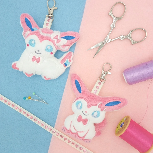 Sylveon Pokemon Plush Keychain Charm | Handmade Kawaii Anime Plushies, Gift for Gamers