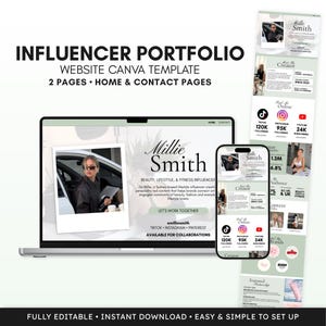 Green Influencer Portfolio Canva Website Template | UGC Portfolio | Social Media Manager | Social Media Kit | Content Creation | Influencer