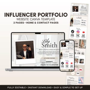 Cream Influencer Portfolio Canva Website Template | Social Media Kit | UGC Portfolio | Social Media Manager | Content Creation | Freelancer