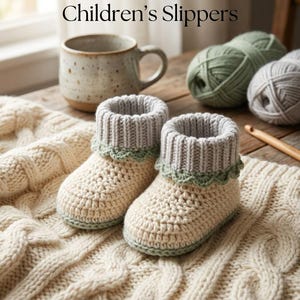 Patrón de crochet para pantuflas infantiles Loopy Love / Botines para niños (hazlo tú mismo) / Zapatillas de casa para bebés / 5 tallas disponibles / Descarga digital en PDF