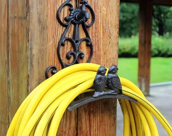 Alternativa a los carretes de manguera de acero de estilo antiguo, decoración rústica de pared para exteriores, gancho de jardín vintage