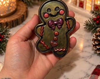 Handmade Gingerbread Man Resin Figurine | Christmas Gingerbread Decor | Holiday Shelf & Tiered Tray Decoration