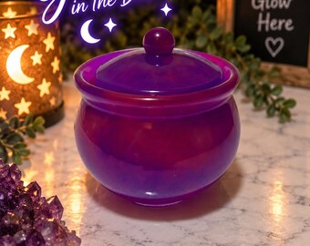 Glow-in-the-Dark Purple Resin Keepsake Jar | Trinket Storage, Jewelry Box (Handmade)
