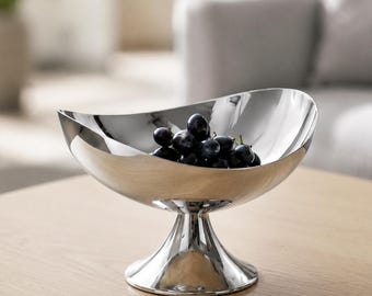 Coupe sur pied sculpturale et élégante, coupe à fruits moderne, vide-poches réfléchissant, centre de table contemporain, décoration intérieure élégante et glamour