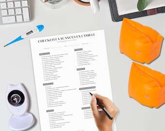 Checklist Vacances Famille Imprimable — PDF A4 Français — Version Couleur & Noir Blanc — Valise Bébé Enfants — Téléchargement Immédiat