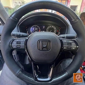 3D Steering Wheel Emblem Overlay Matte Glossy Black Red Silver Fiber Car Interior Mod