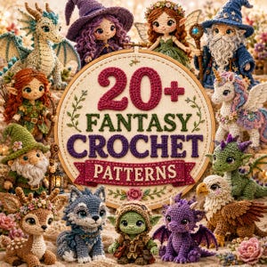ファンタジー系あみぐるみかぎ針編みパターン20種類セット、神話上の生き物（PDF版、デジタルダウンロード）