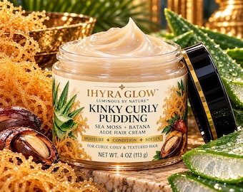 IHYRA GLOW シーモス＆バタナ ヘアクリーム | アロエ、グリセリン配合保湿クリーム (2オンス、4オンス)