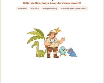 Dinosaurus-schattenjacht voor kinderen (PDF) · Kinderverjaardagsfeestje (4, 5, 6, 7, 8, 9 jaar) · Printbare dinosaurus-speurtocht